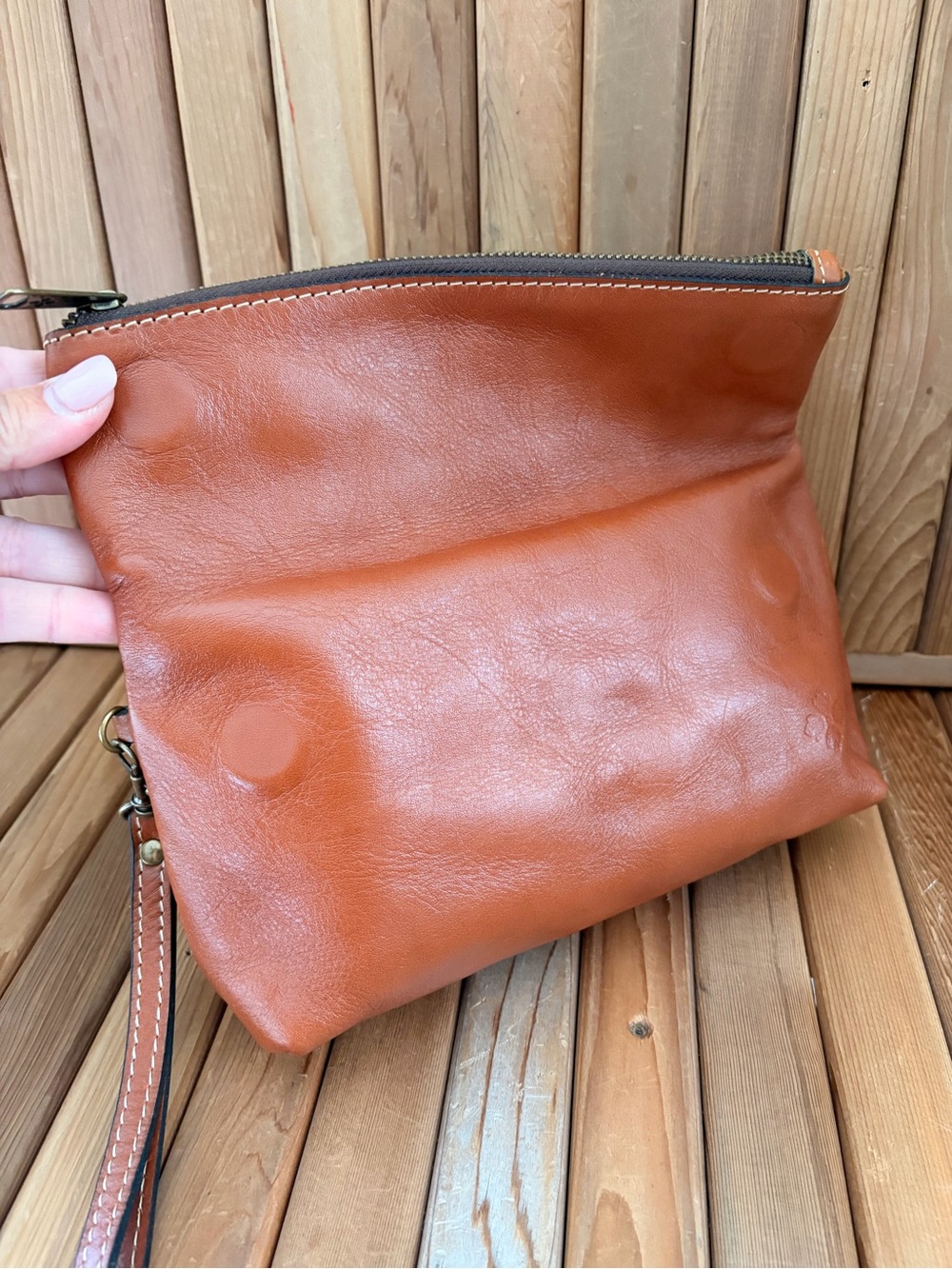 Patricia Nash Leather 'Valerie' Clutch Wristlet in Cognac Brown - Picture 4 of 12